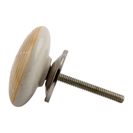 Mustard Stripe Flat Ceramic Drawer Knob Online